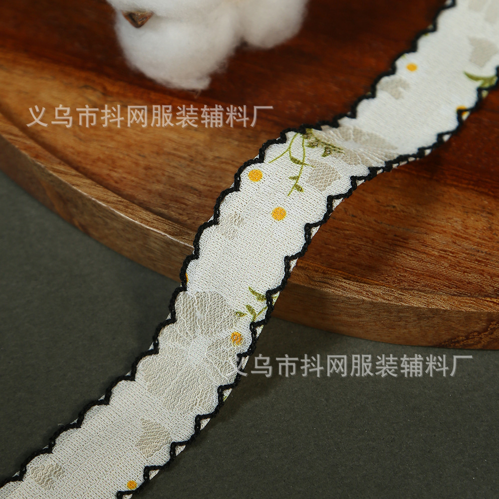 2.6CM-4CM彩色小碎花刺绣提花织带diy双耳朵边发饰桌布装饰辅料详情3