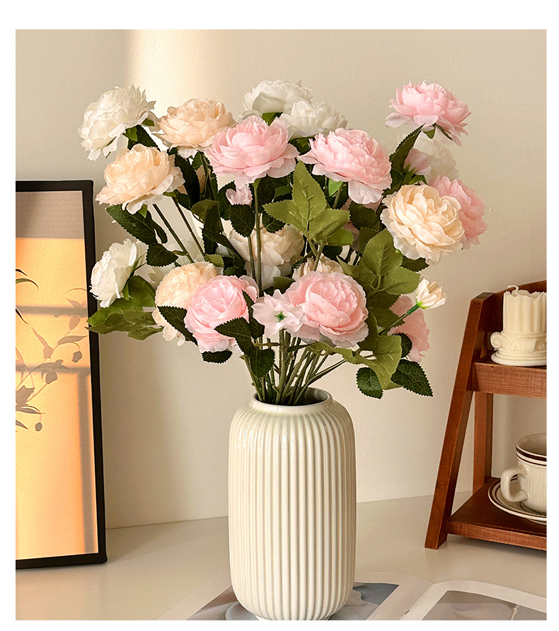 3头洋牡丹仿真花假花绢花婚庆布置家居装饰花束塑料花三头洋牡丹详情10