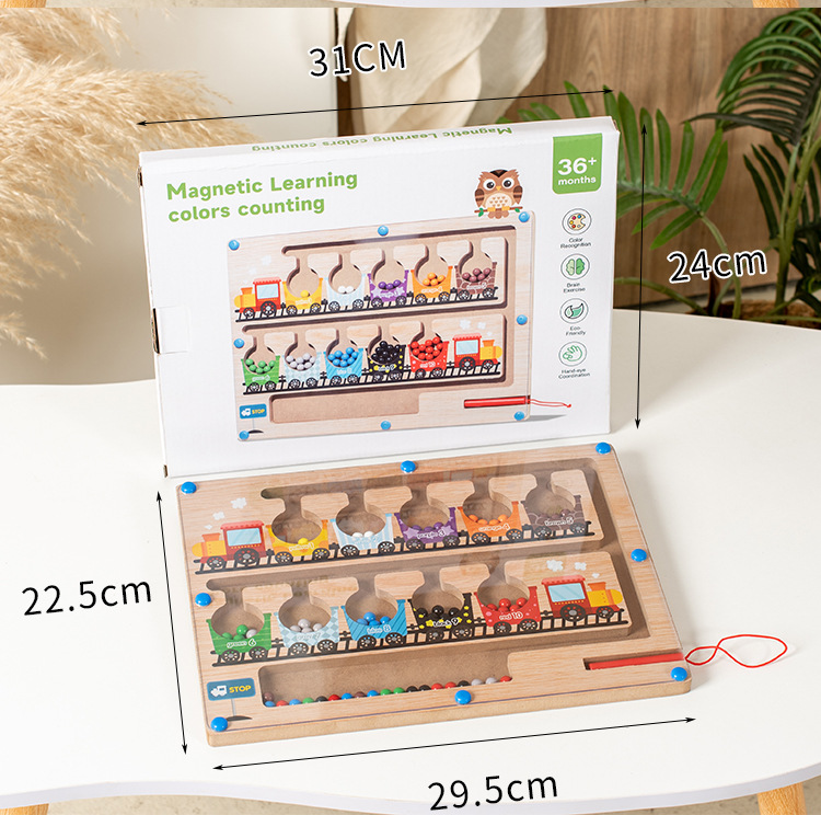 Baby magnetic color classification, positioning, counting board, pen movement maze, math enlightenment, cognitive matching, wooden toys pic 160