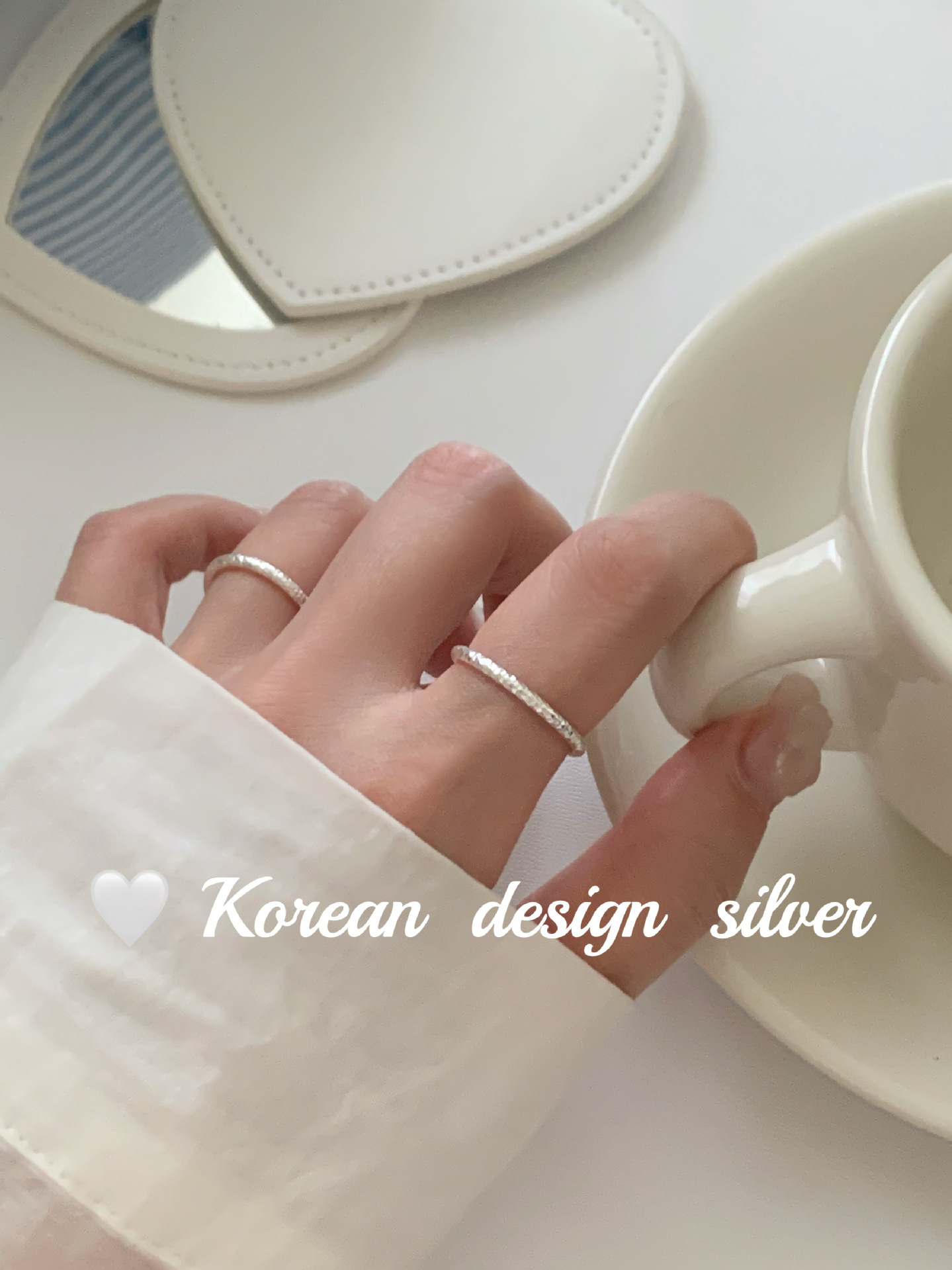 韩国Ins风小众银饰品批发 S925纯银简约碎冰冰戒指开口可调戒指女详情6