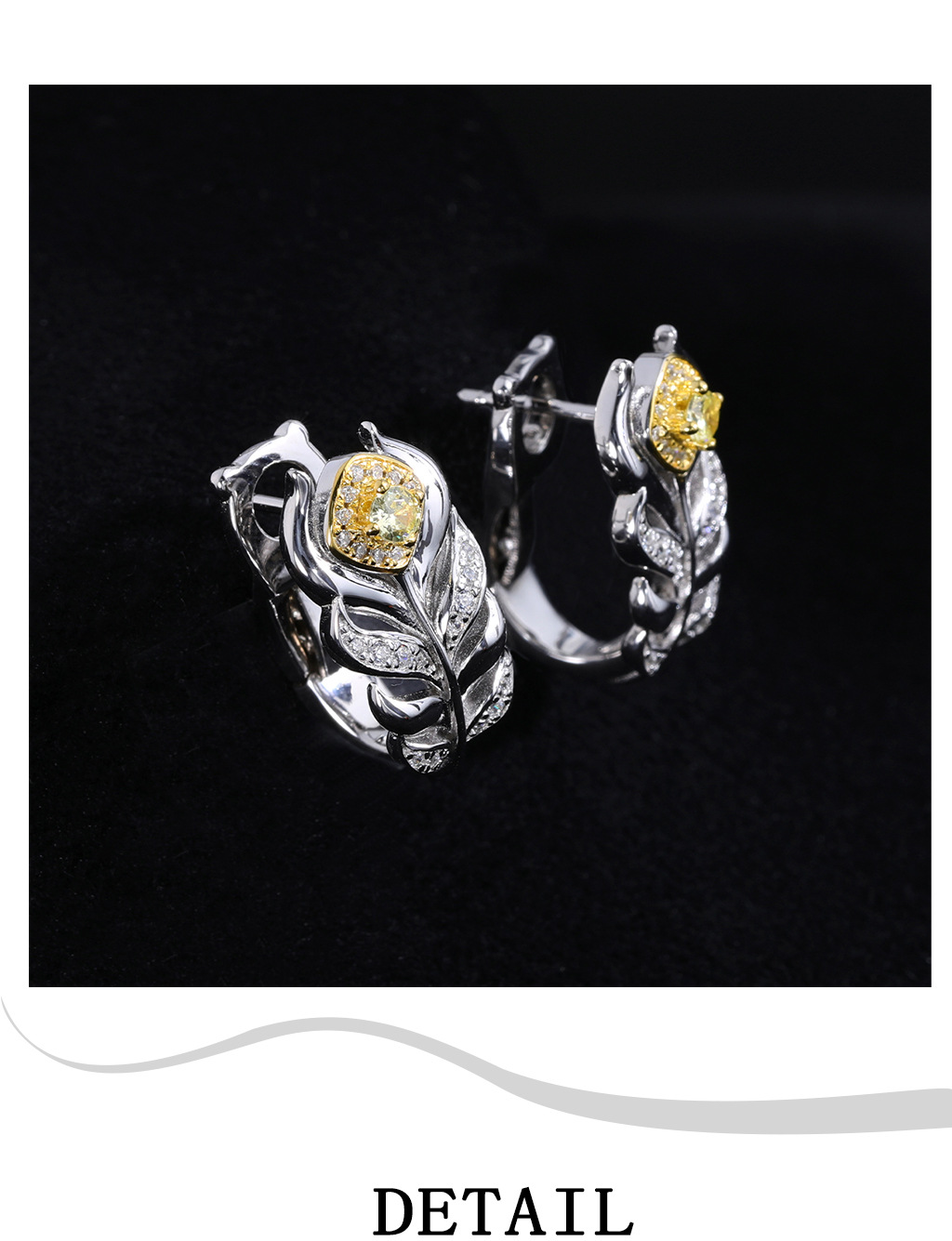 重工爆闪羽毛耳钉女新款s925纯银镀金高级感轻奢银色耳拍直播爆款详情5