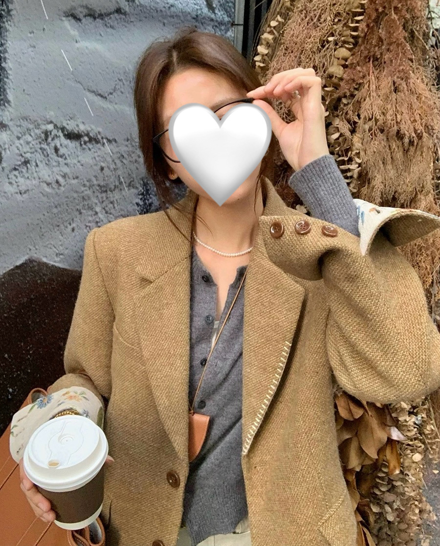 羽绒加厚经典小个子粗花呢西装外套廓形秋冬女装G1536详情5