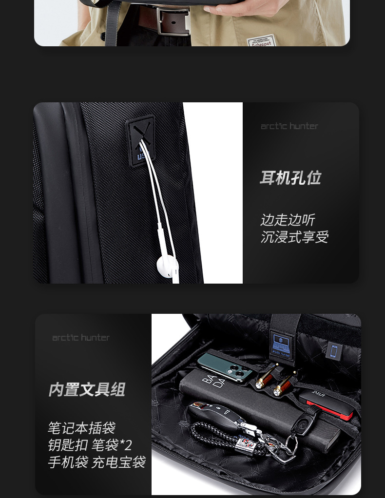 Mochila de negocios de viaje de cazador ártico para hombres bolsa de computadora portátil premium sense mochila de viaje de gran capacidad pic 15