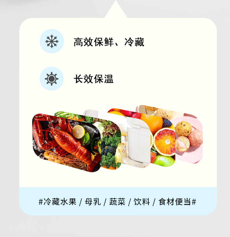 Portable 8L outdoor vehicle-mounted insulated box, ice pack, camping and picnic refrigeration box, barbecue food, chilled breast milk storage pic 6
