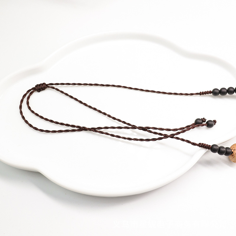 古风流苏白玉菩提项链鸡翅木磨砂挂链长款男女毛衣链饰品配饰挂件详情12