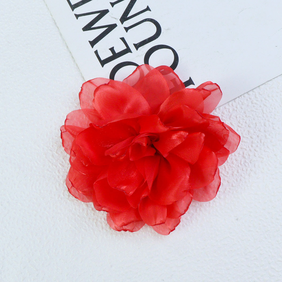 10cm欧根纱百合缎面烧边纱花diy手工头饰服饰辅料鞋花批发发饰详情15