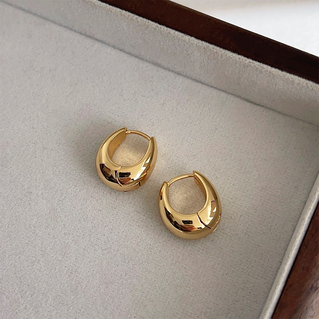 【 Upgraded Version 】 18K real gold plated, thickened, high-end, French light luxury style ear buckles, gold-plated texture earrings for women pic 10