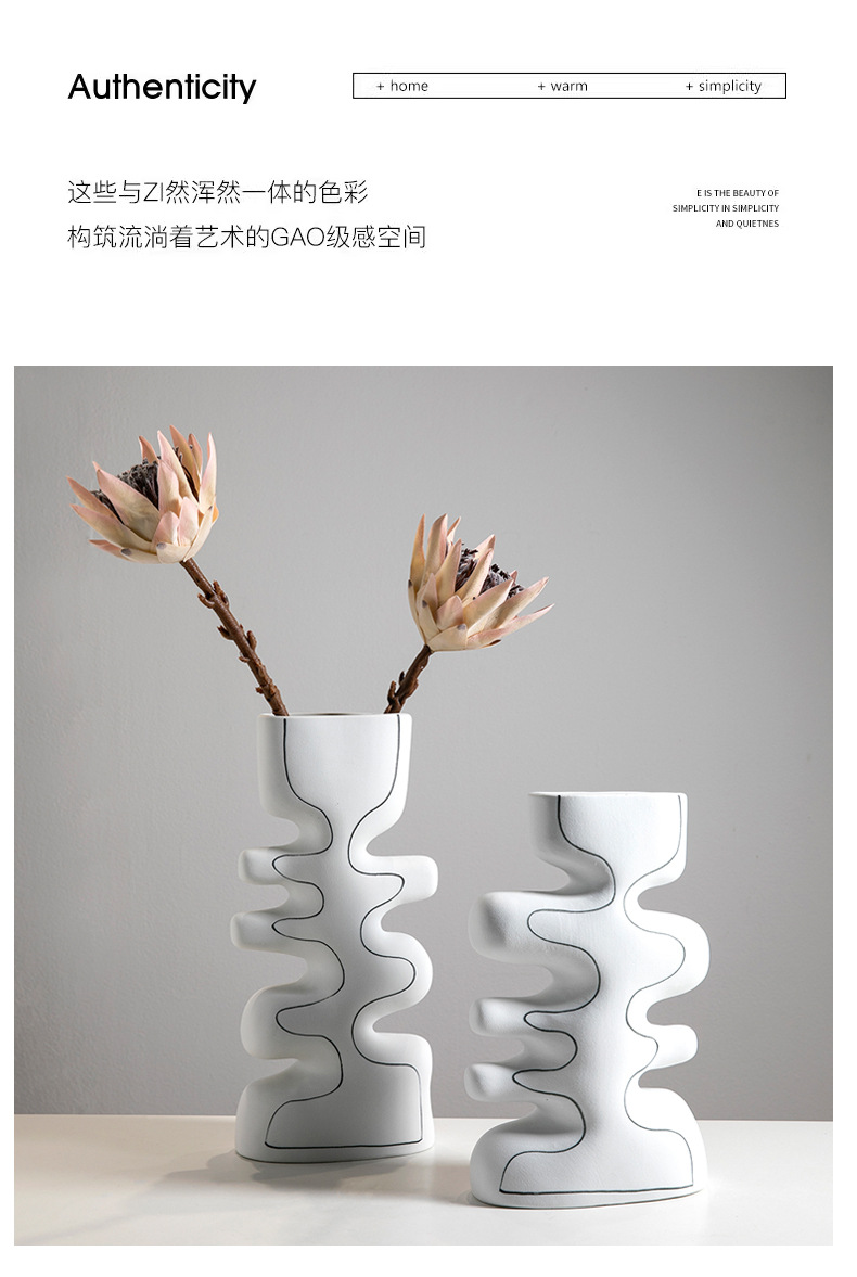 现代艺术家居软装银色陶瓷花瓶摆件 手工工艺品样板房别墅酒店装饰品详情8