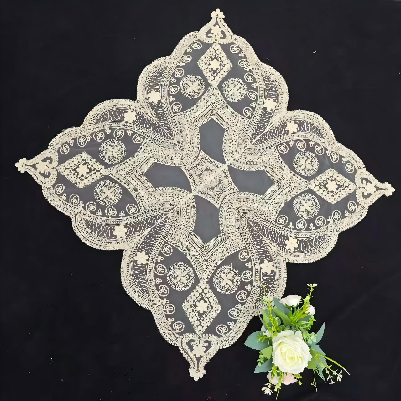 American-style coffee table, TV cabinet, French white lace fabric, European-style dressing table, table flag, shoe cabinet, wedding dining table, table flag pic 3