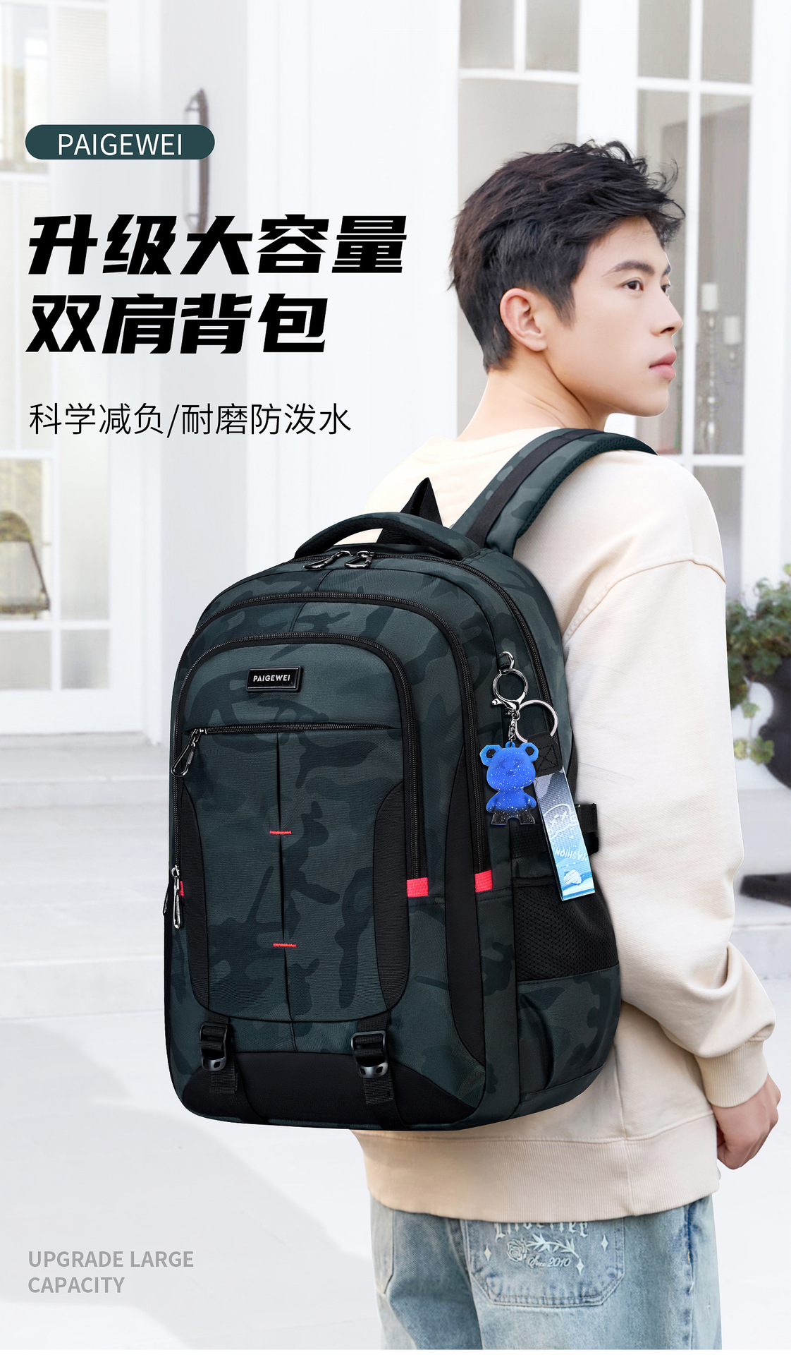 2025 nuevo estudiante de secundaria mochila de escuela para niños junior junior junior junior junior junior mochila de gran capacidad para hombres reducción de carga protección de arnes para hombres pic 1