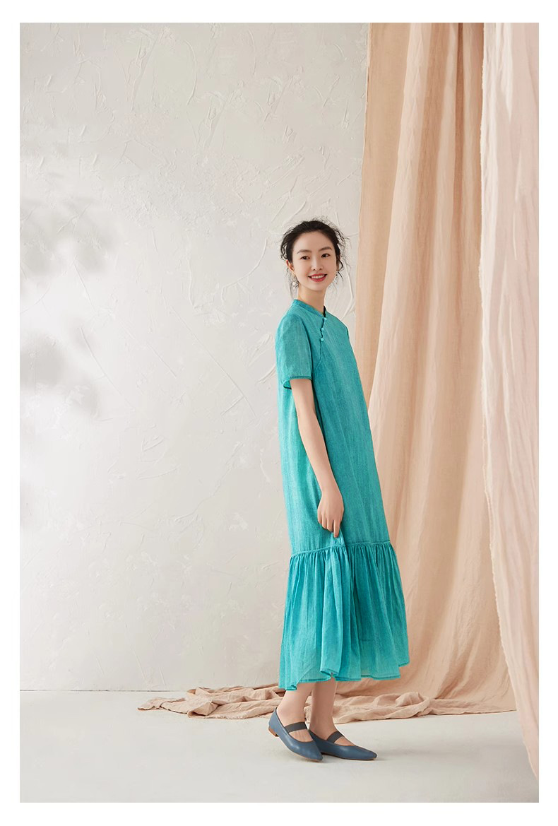 Summer long dress, new Chinese-style improved cheongsam dress with linen color stir-frying process, new elegant long dress for women pic 9