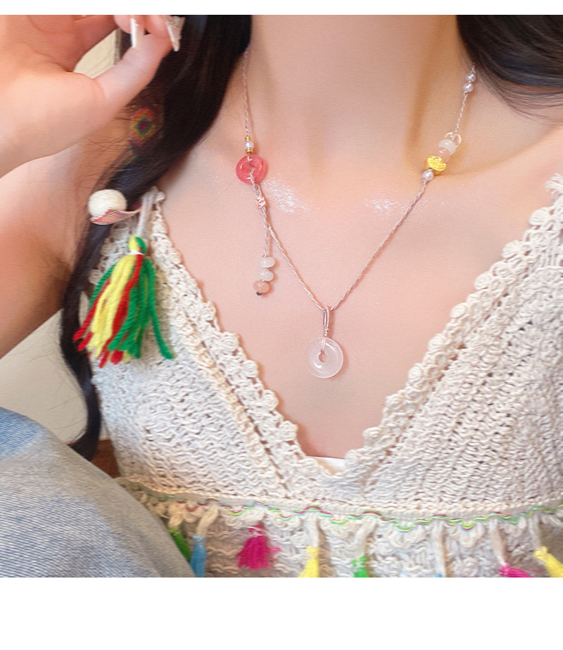 New Chinese-style peace buckle woven necklace for women, a niche design, with a sense of sophistication, sweetness, fashion, versatility and individuality pic 2