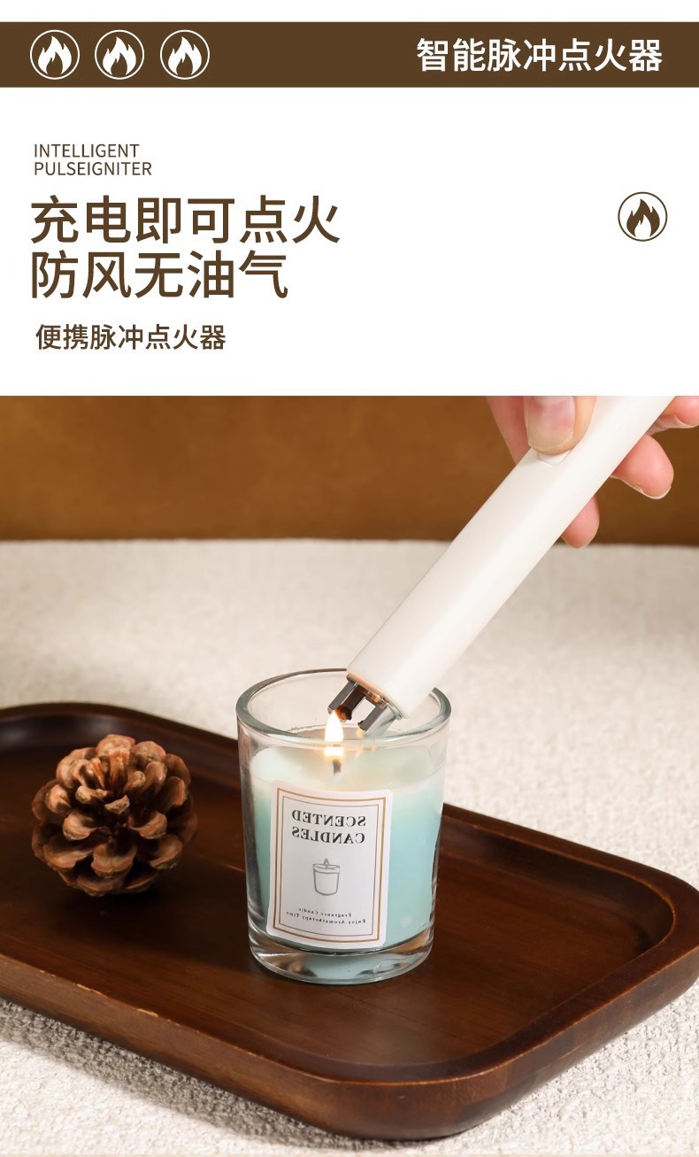厨房点火器脉冲蜡烛电子煤气香薰点火棒家用充电款打火机长手柄详情3
