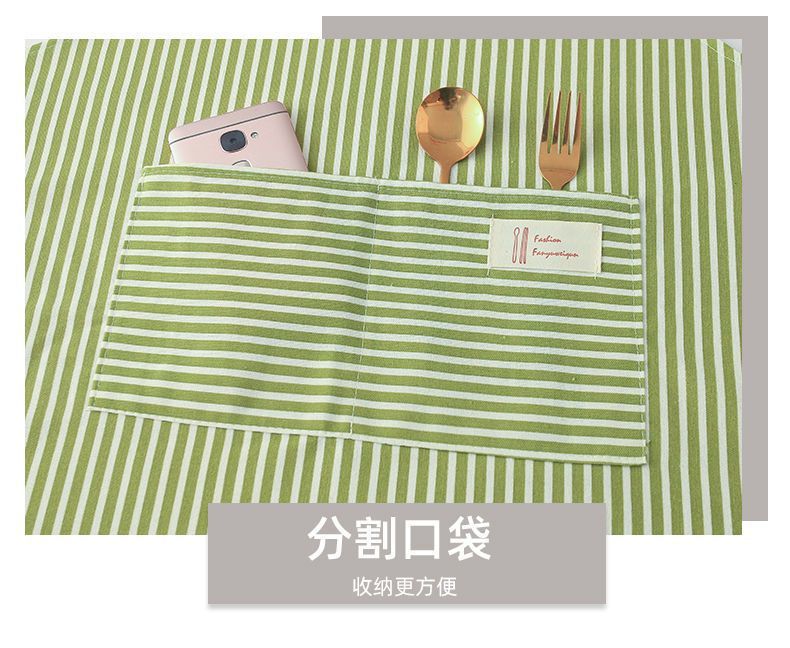 棉麻可调节条纹挂脖围裙薄款厨房家用做饭防油防污透气耐脏耐磨上班围腰新款时尚漂亮详情6