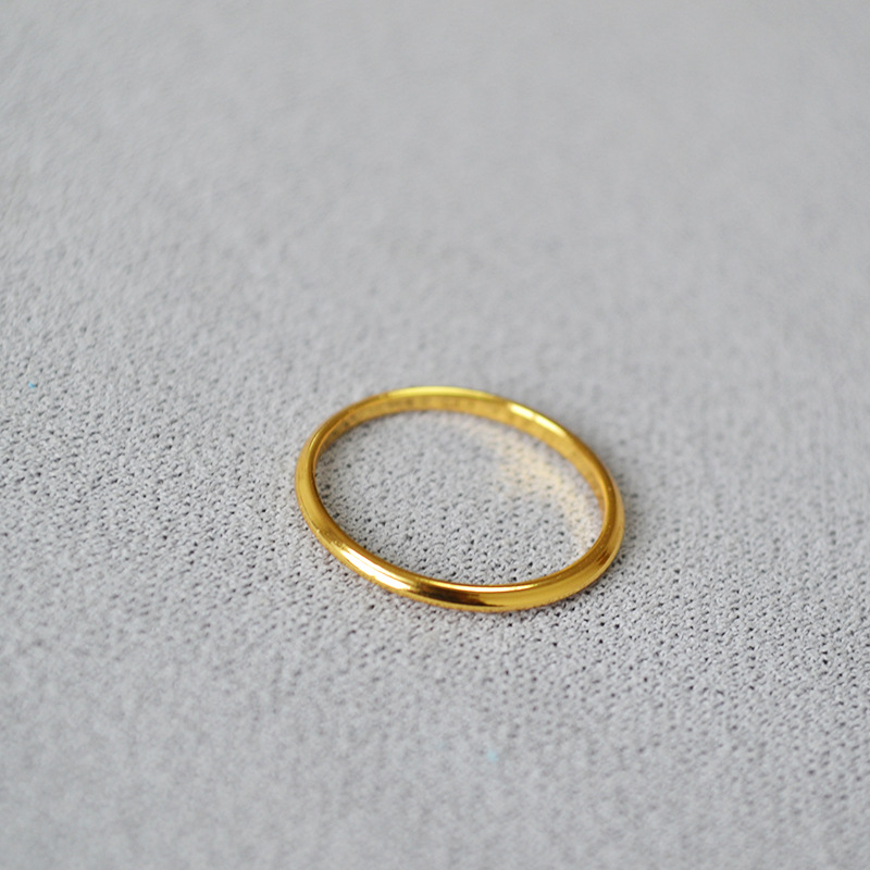 日韩简约素圈波浪曲线黄铜镀金INS风纤细叠带时尚个性戒指食指戒详情16