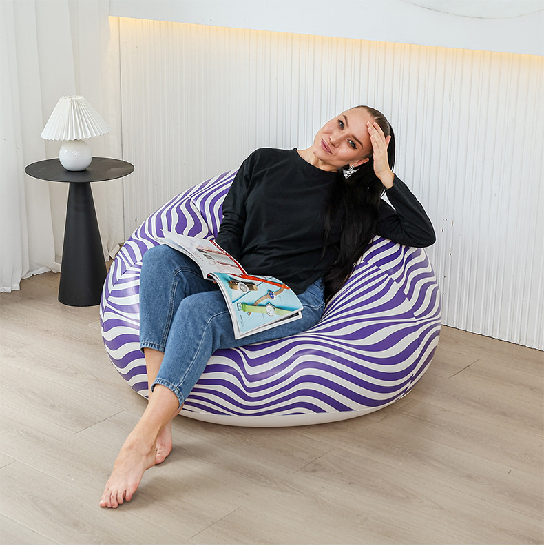 New inflatable striped spherical sofa, office nap bed, indoor lazy chair, 3D printed lounge chair, photography gift, lounge chair, single-person leisure inflatable sofa, new design, popular for taking photos, comfortable and thickened pic 12