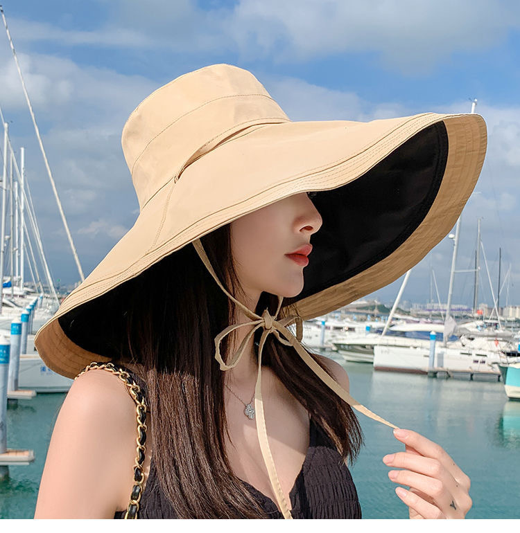 超大檐渔夫帽大沿女夏遮脸双面加大帽檐遮阳防晒帽子防紫外线太阳详情16