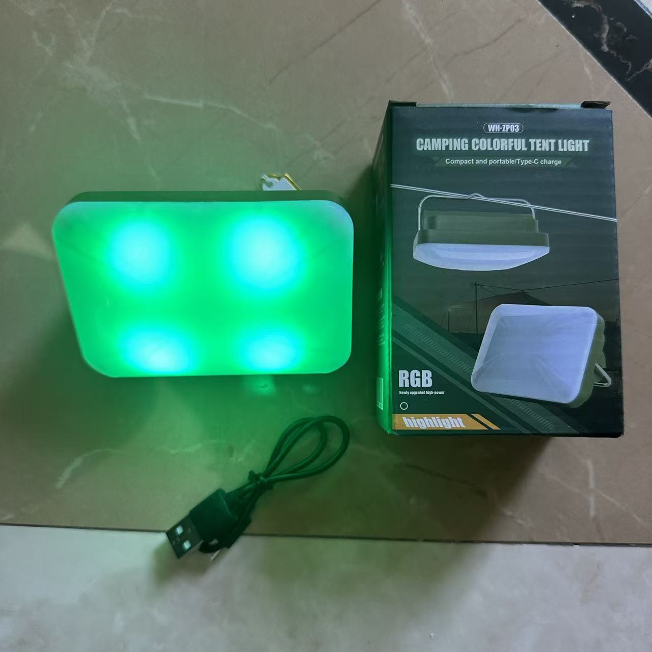 New RGB seven-color camping lamp, telescopic three-leaf lamp, camping lamp, fire safety indicator light, telescopic bracket pic 11