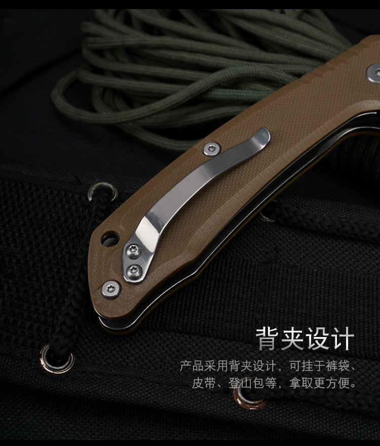 New folding knife G10 handle D2 steel bearing small knife G10 handle stainless steel Yangjiang household function in stock wholesale pic 7