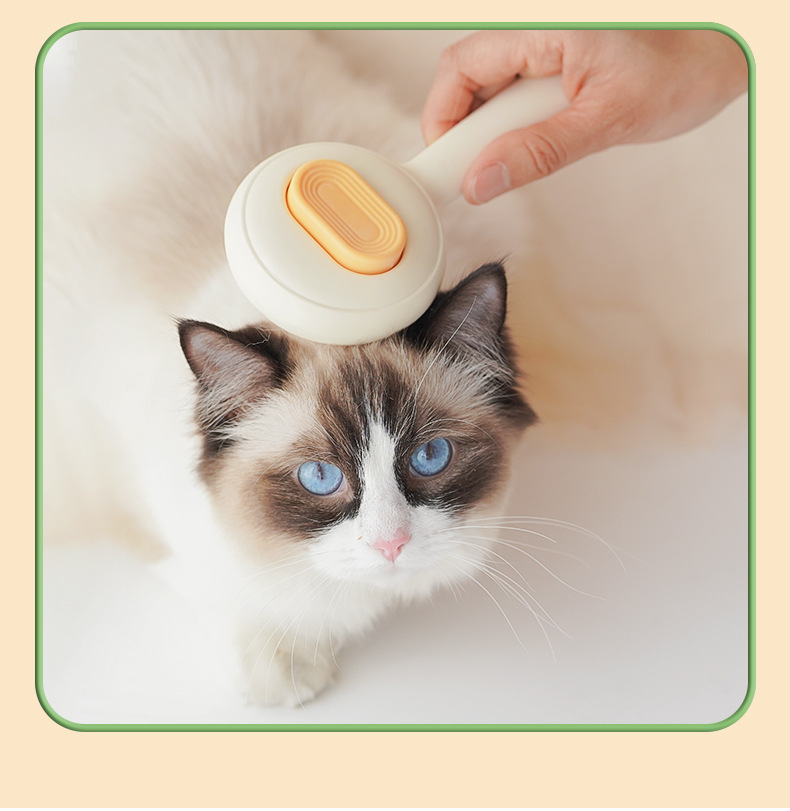 Best-selling pet cat comb, stainless steel needle, massage and cleaning needle comb, dog hair removal brush, one-click self-cleaning function brush pic 13