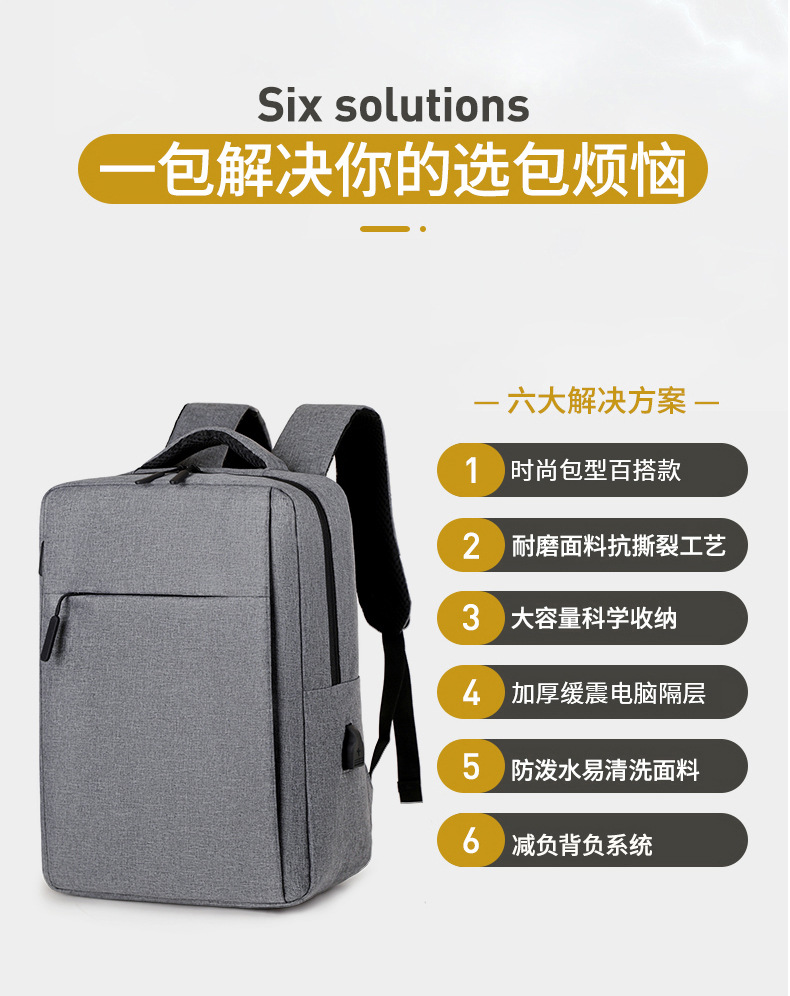 商务双肩包男多功能背包大容量旅行包高级感背包电脑包书包印logo详情12