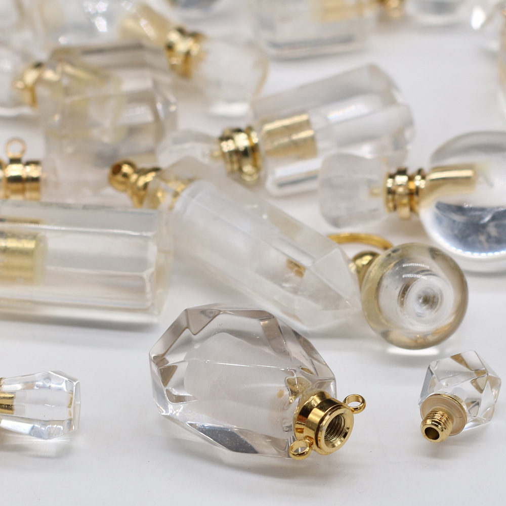 Exquisite natural semi-precious stone perfume bottles, white crystal, various shapes, DIY accessories, fashionable and exquisite wholesale production pic 3