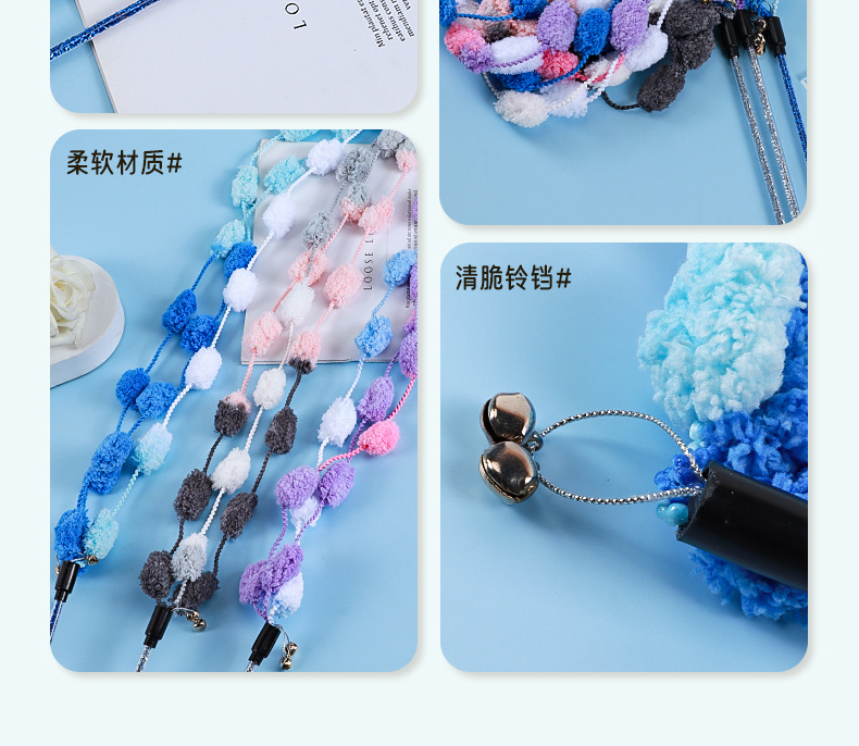 Cat pet cat toys, interactive cat toys, three-color cotton rope bell cat toys, cat toys pic 9