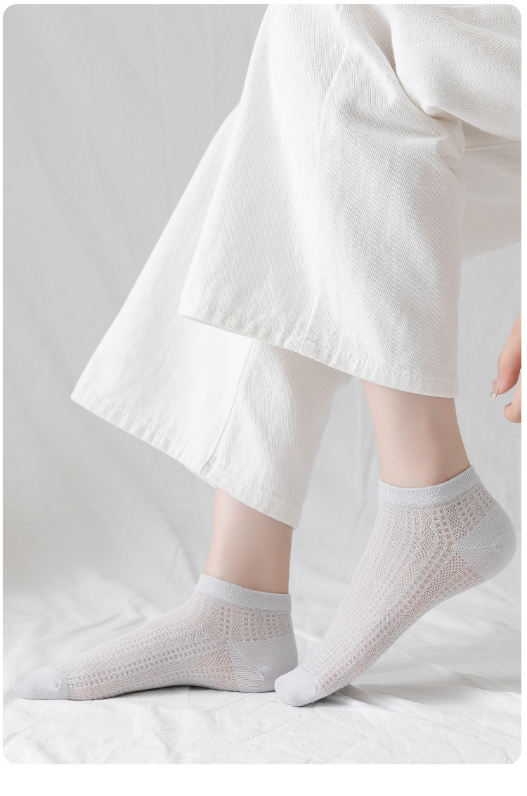 诸暨袜子女春夏季薄款纯色短筒袜纯棉无骨网眼透气吸汗百搭隐形袜详情18