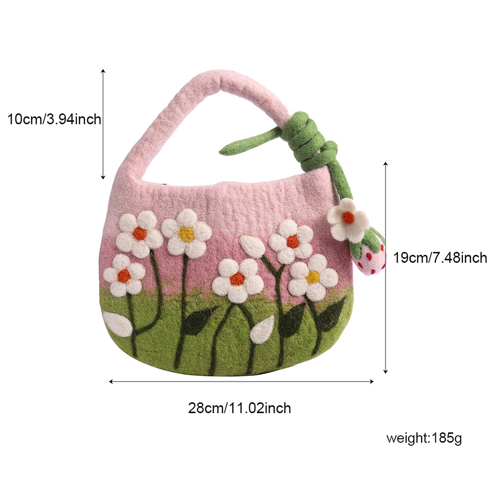 日系花花羊毛毡包包尼泊尔手工羊毛毡手拿包森系羊毛毡手提包批发详情1