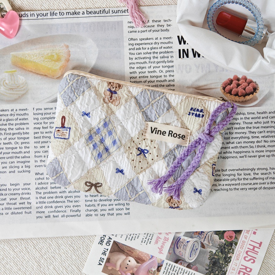 现货迷你小清新碎花绗缝棉零钱包2025新款便携旅行口红包收纳卡包详情7