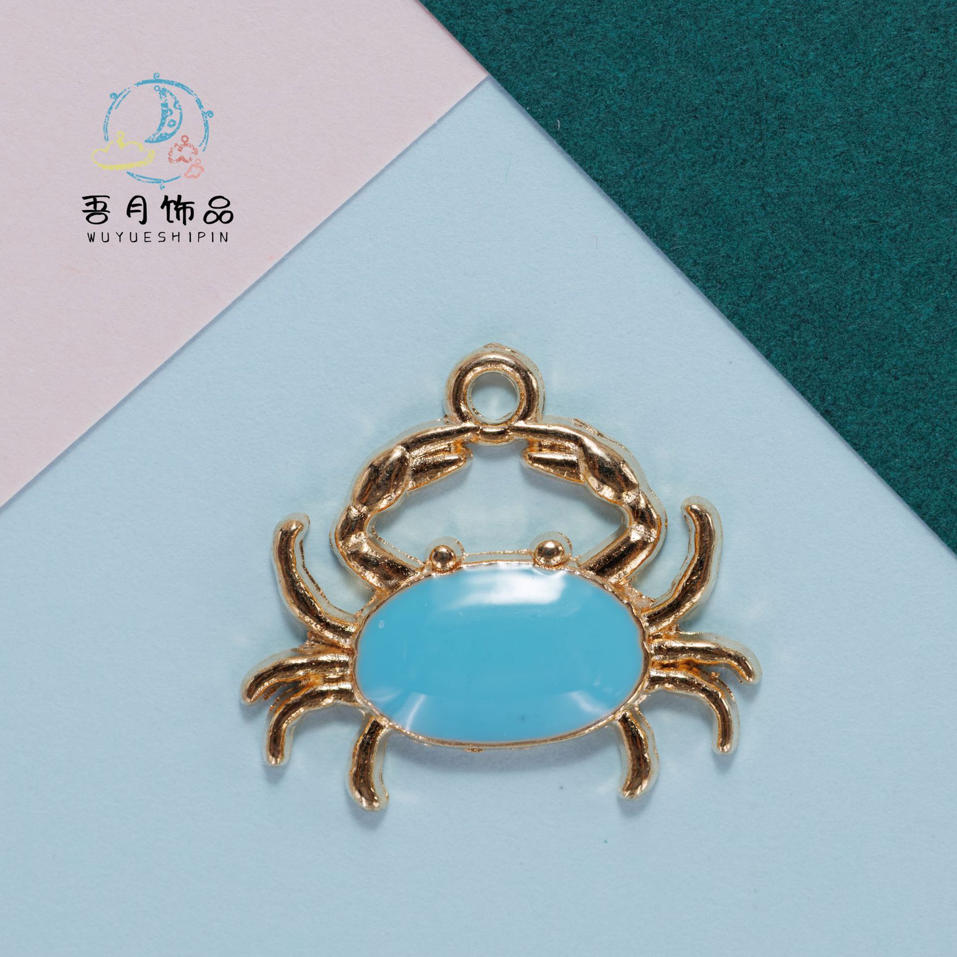 螃蟹合金滴油diy饰品配件韩版海洋耳饰彩色挂件耳环吊坠材料义乌详情9