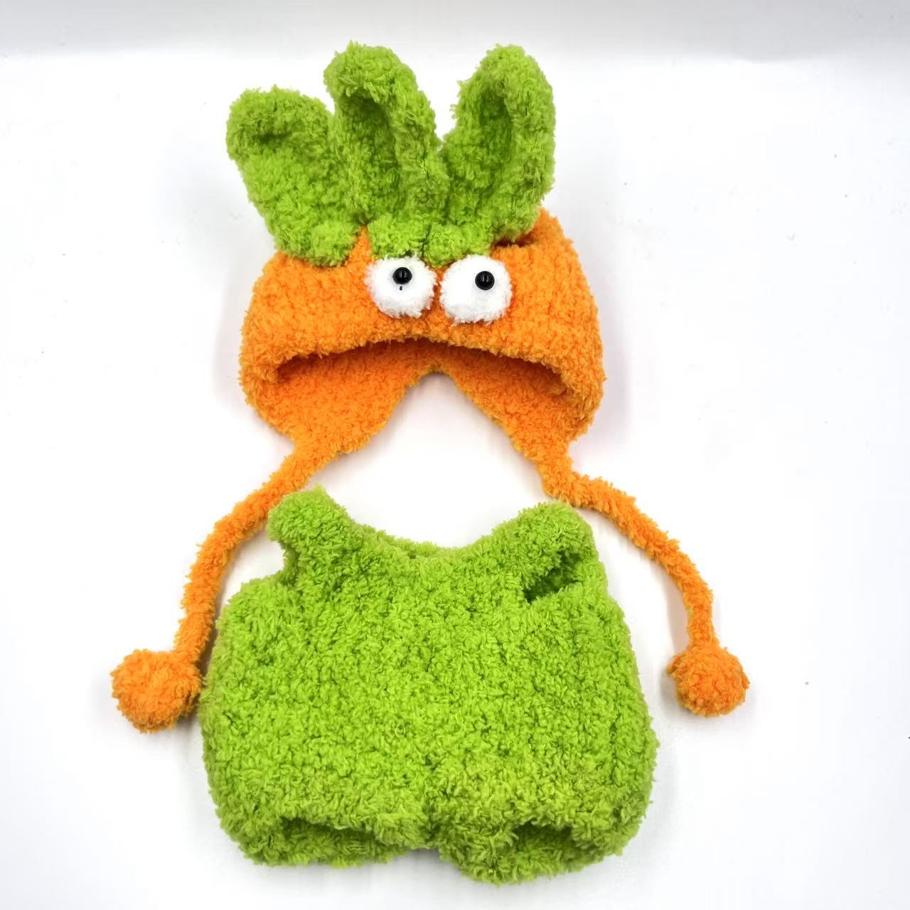 通用毛绒线迷你娃衣毛线手工钩织背带裤帽子套装玩偶娃衣批发详情10