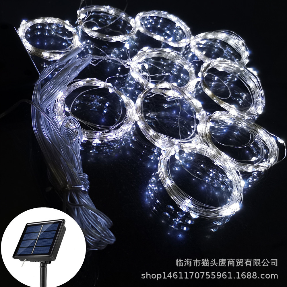 أضواء الستارة المصنوعة من الأسلاك النحاسية من طراز PVC البالغ طولها 3،3،3 متر مزخرفة بمصابيح الشرائح الثلجية التي تعمل بالطاقة الشمسية من نوع LED 8. pic 6
