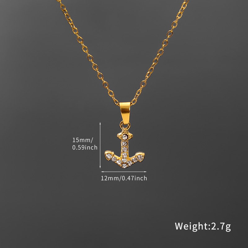 Wholesale of European and American versatile beach and ocean series diamond-encrusted small fish necklaces for women, cross-border light luxury and high-end titanium steel pendants pic 10