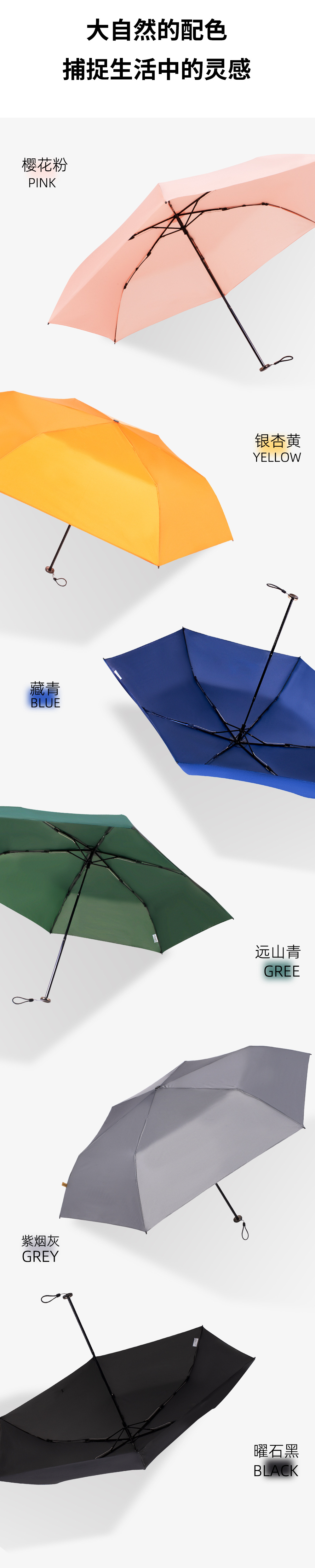 100g ultra-light new three-fold sun umbrella, manual aluminum alloy folding umbrella, color rubber sunshade umbrella, all-weather and all-weather umbrella pic 11