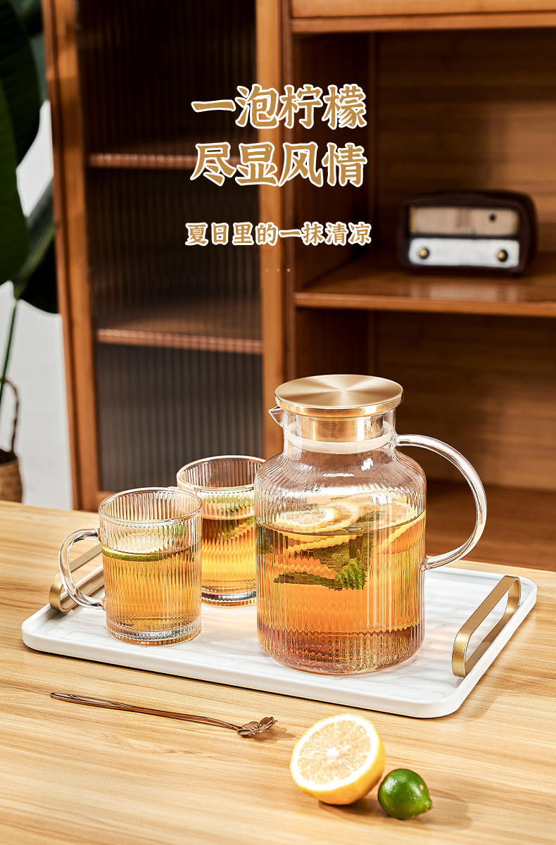 6ga Light Luxury water set, home living room glass water bottle, cup, cup holder, one set of tea cups and tea sets, modern and simple pic 6