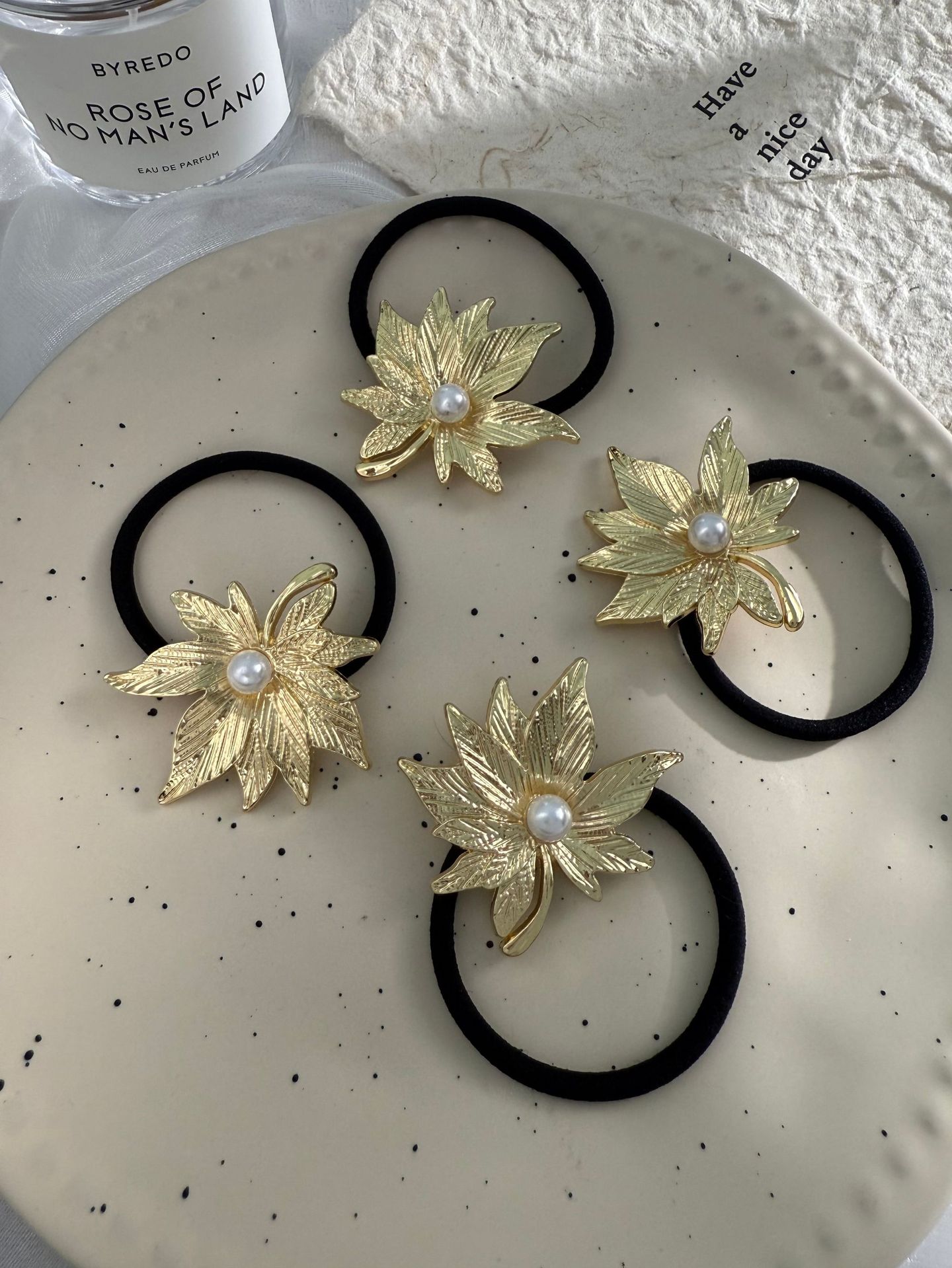 韩国小众个性奶油金复古头饰女枫叶气质百搭时尚发绳简约盘发发绳详情4