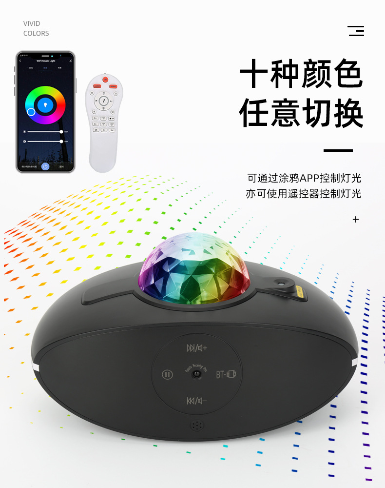 LED Bluetooth music starry sky light, smart APP control, water ripple gold coin night light, voice-controlled laser atmosphere projection light pic 7