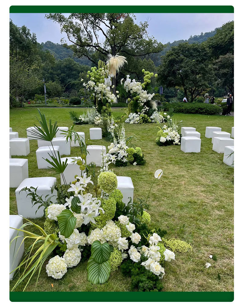 白绿色森系仿真花婚庆用花绿色地排花材婚礼仿真绿植户外假花布置详情4