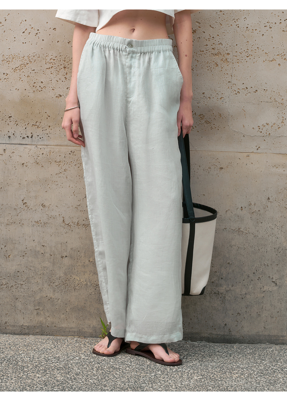 Pure ramie straight-leg pants for women, loose and slimming casual pants, loose spring and summer stretched-waist long pants pic 16