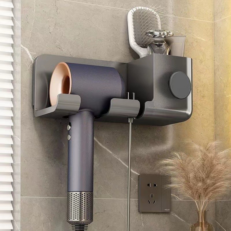 Hair dryer rack, bathroom, non-drilling hair dryer stand, multi-functional wall-mounted hair dryer stand pic 10