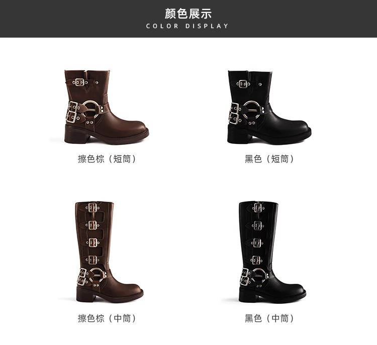 【sheii苏茵茵】梦玲同款~阿miu真皮中高筒西部牛仔靴女骑士长靴详情4