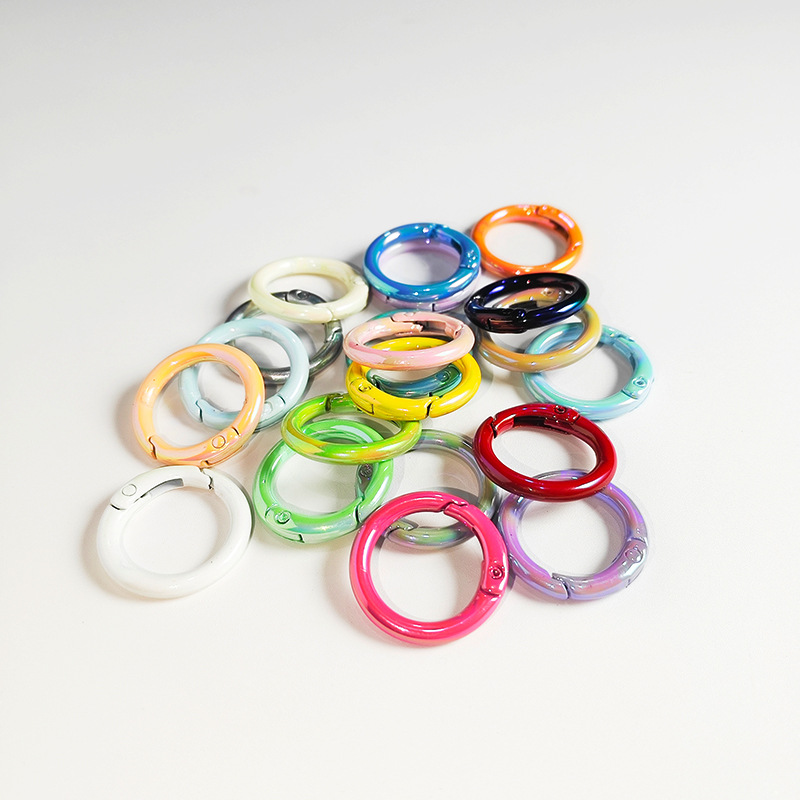 UV electroplated colored spring buckle, ab color Marbe spring coil, diy jewelry accessory, alloy circular connection keychain pic 6