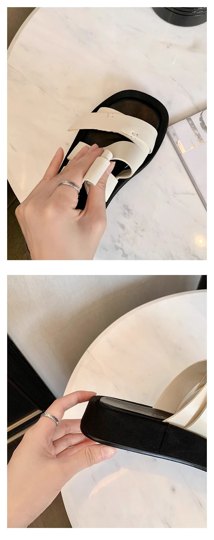 绕带拖~方头厚底交叉绑带凉拖女外穿夏季松糕底休闲沙滩一字拖鞋详情8