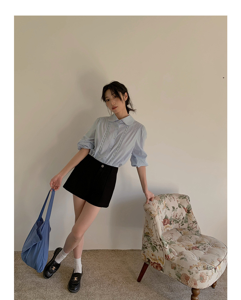 【候麦的春天】歌铭法式娃娃领衬衫春季新款复古蕾丝上衣女Y1122F详情69