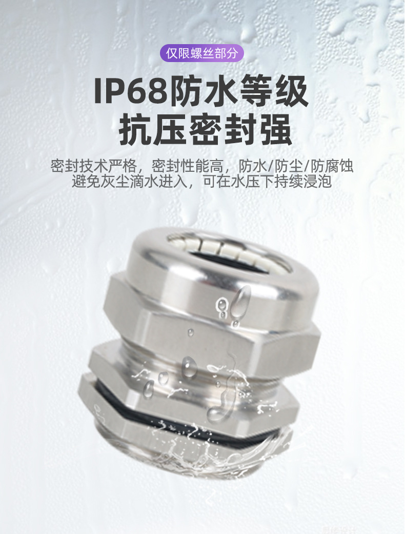 英得特304不锈钢电缆防水接头固定格兰头金属接头船用连接填料函详情9