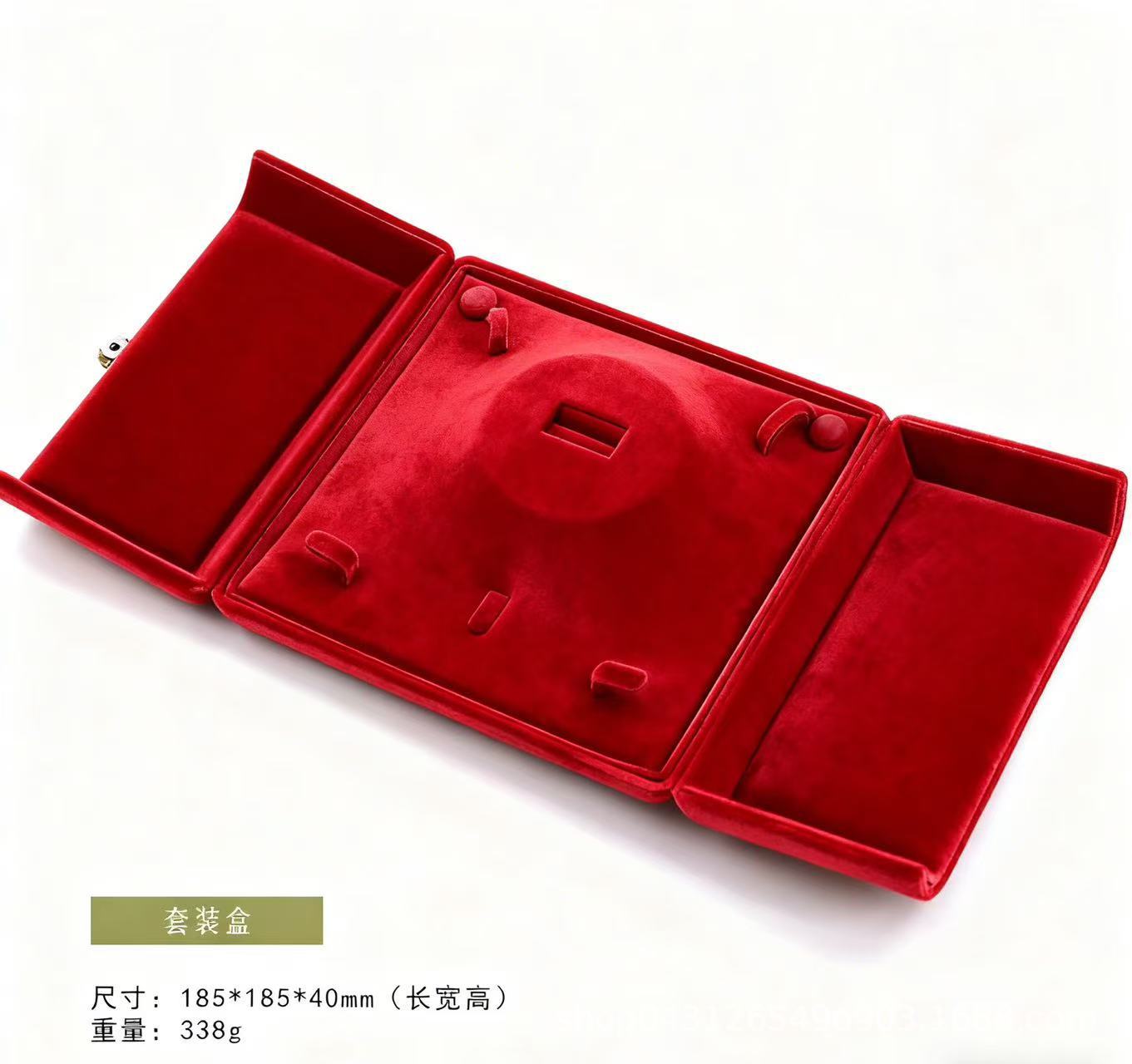 丝绒轻奢首饰盒大容量收纳珠宝盒双开珍珠项链礼品盒结婚礼物现货详情9