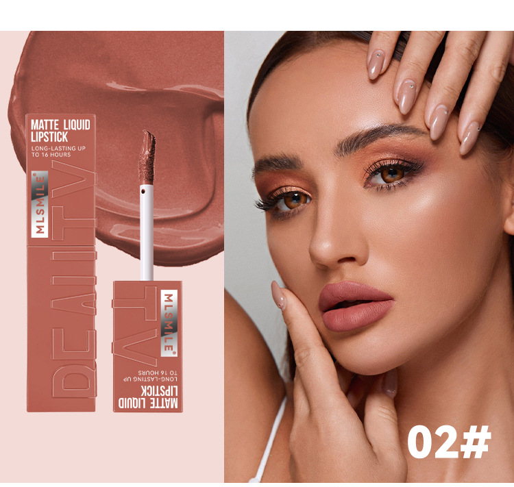 跨境专供哑光雾面液体口红不沾杯丝绒唇蜜唇彩外贸不掉色唇釉批发详情13