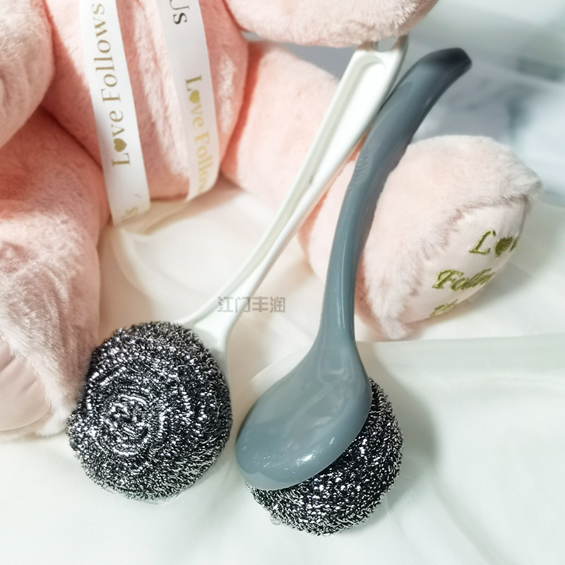 厨房钢丝球洗锅刷长柄可挂式多功能清洁刷家用洗碗球PET清洁刷详情12