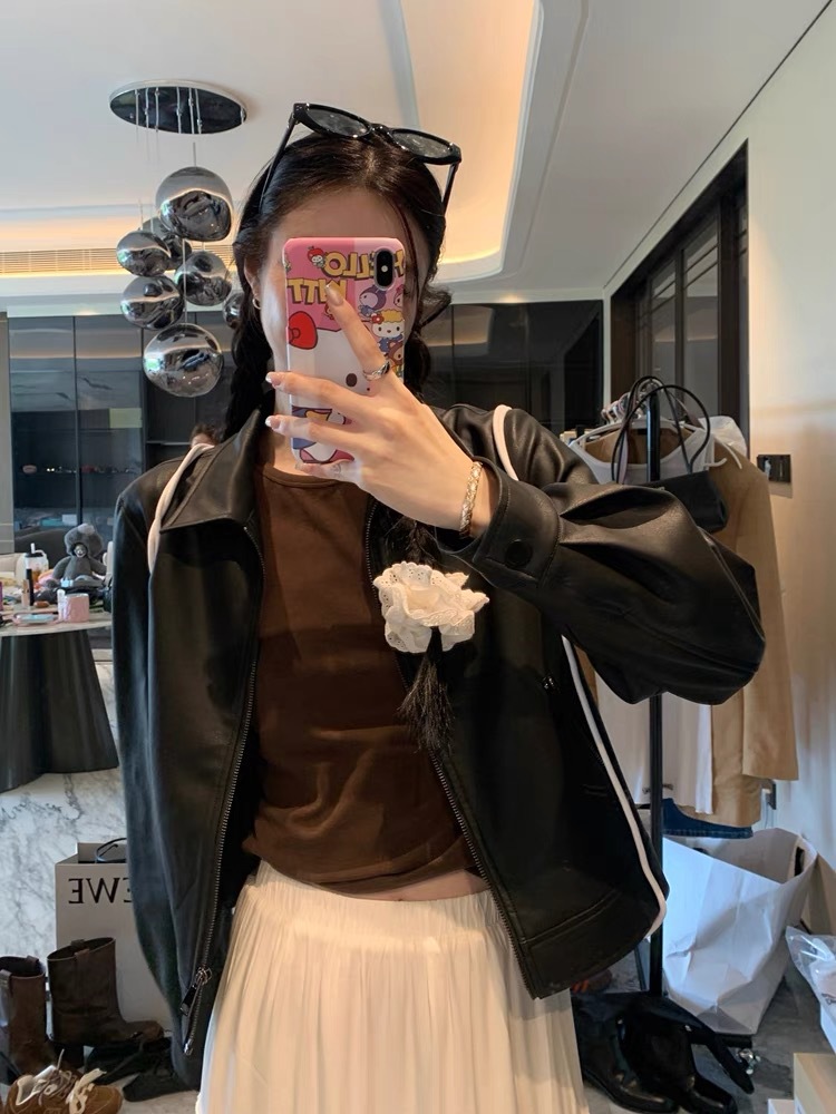 咖色内搭打底衫女夏季正肩短袖T恤圆领韩系小个子修身白色上衣详情4